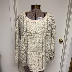 The Limited Hand Knit Chunky Sweater Cream Wool Blend Oversized